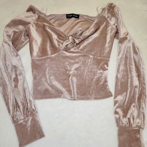 Women's Pink Velvet Croptop